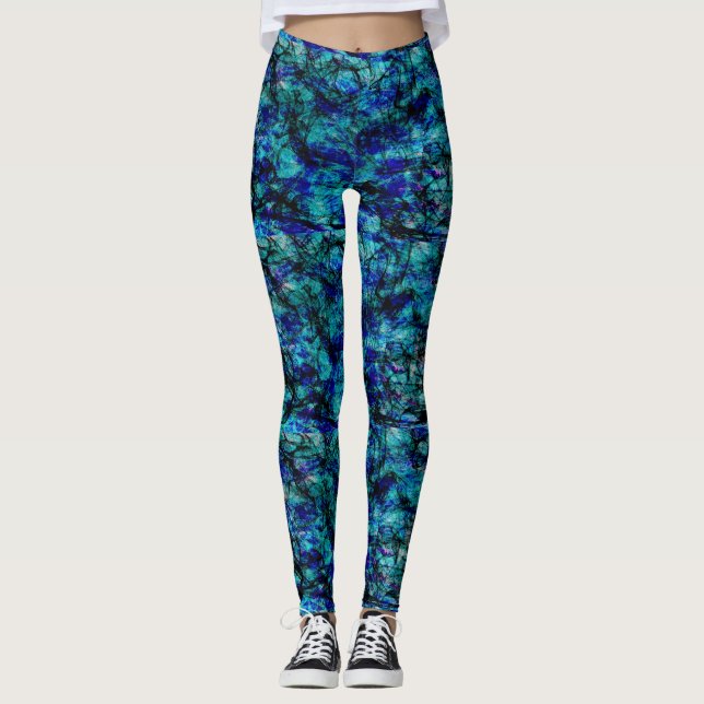 black blue green tint stain leggings (Front)