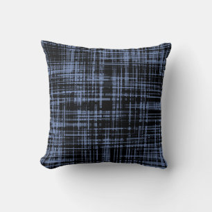 Black Blue Grey Abstract Stripe Pattern Throw Pillow
