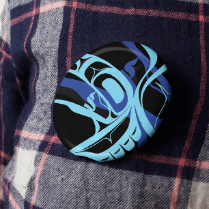 Black Blue Haida Eagle Thunder Bird Native Art 2 Inch Round Button