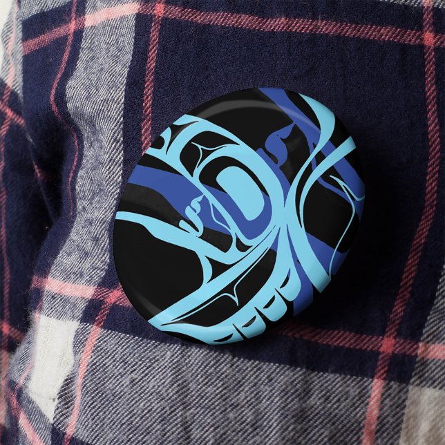Black Blue Haida Eagle Thunder Bird Native Art 2 Inch Round Button (Creator Uploaded)