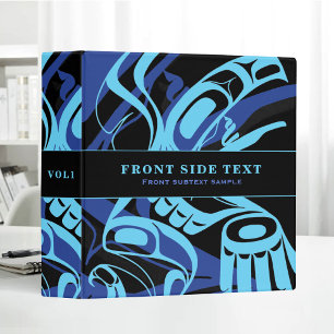 Black Blue Haida Eagle Thunder Bird Native Art Binder