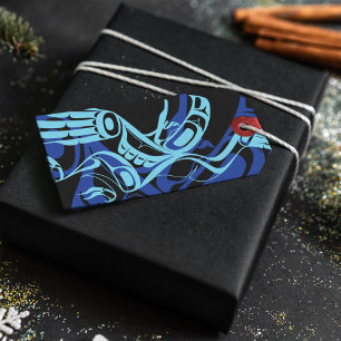 Black Blue Haida Eagle Thunder Bird Native Art Gift Tags