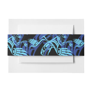 Black Blue Haida Eagle Thunder Bird Native Art Invitation Belly Band
