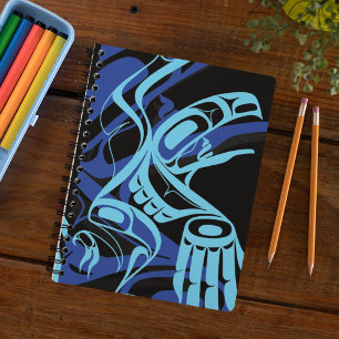Black Blue Haida Eagle Thunder Bird Native Art Notebook