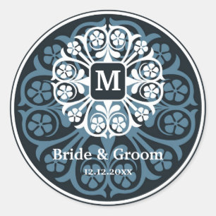 Black Blue Initial M Monogram Seal Party Favour