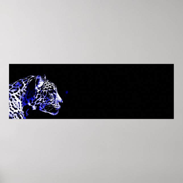 Black & Blue Jaguar Pop Art Poster (Front)