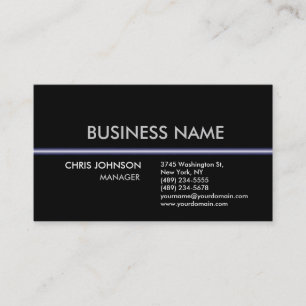 Black Blue Light Plain Modern Business Card