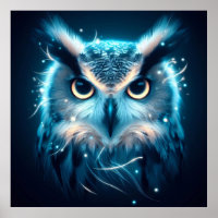 Black blue magic owl vibrant bird bright feathers