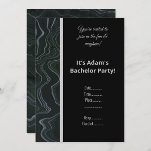 BLACK BLUE MARBLE PATTERN BACHELOR PARTY INVITE