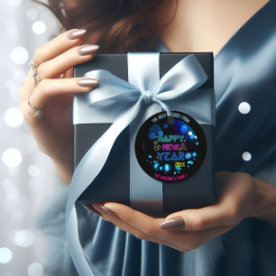 Black & Blue Midnight Sparkle Neon Glow New Year  Favour Tags