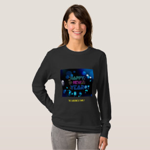Black & Blue Midnight Sparkle Neon Glow New Year T-Shirt