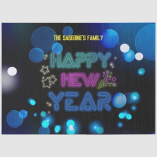Black & Blue Midnight Sparkle Neon Glow New Year  Tissue Paper