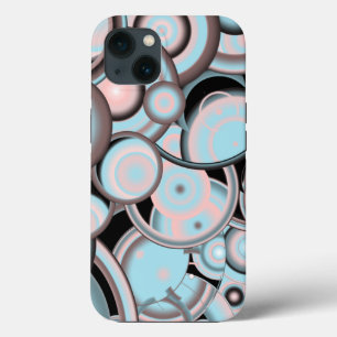 Black Blue Mocha Pink Gradient Concentric Circle iPhone 13 Case