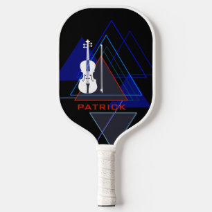 Black & Blue Modern Violin Music Personalized Name Pickleball Paddle