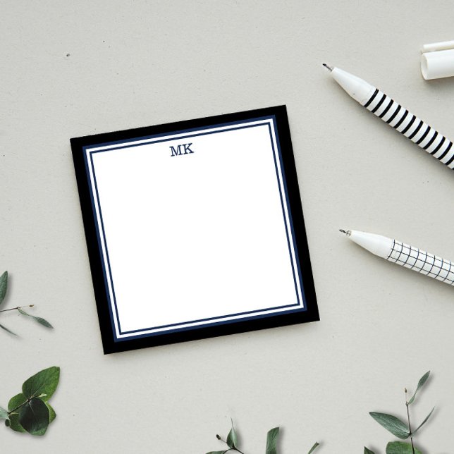 Black Blue Monogrammed Post-it Notes (Creator Uploaded)