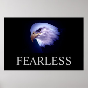 Black & Blue Motivational Fearless Eagle Poster