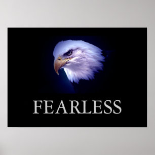 Black & Blue Motivational Fearless Eagle Poster