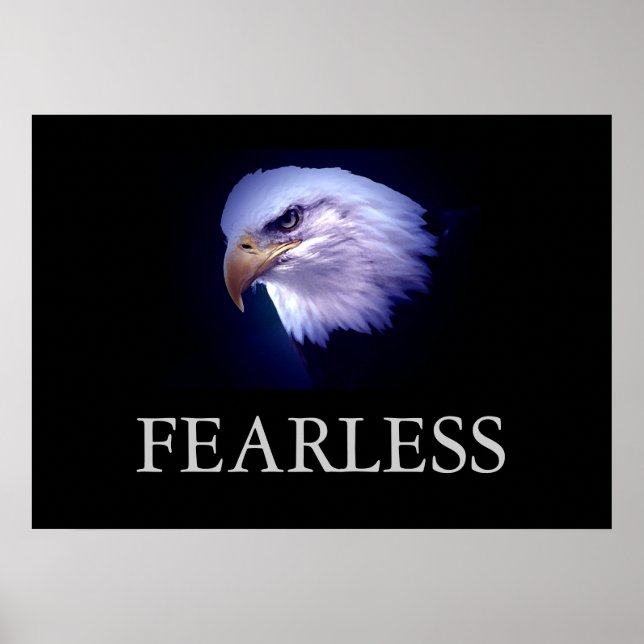 Black & Blue Motivational Fearless Eagle Poster (Front)