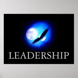 Black & Blue Motivational Leadership Eagle Poster