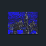 Black Blue New York City Pop Art Canvas Print<br><div class="desc">Brooklyn Bridge,  River and Manhattan Cityscape,  Skyscrapers and Buildings</div>