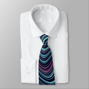 Black Blue Pink Wavy Marbling Agate Abstraction Tie