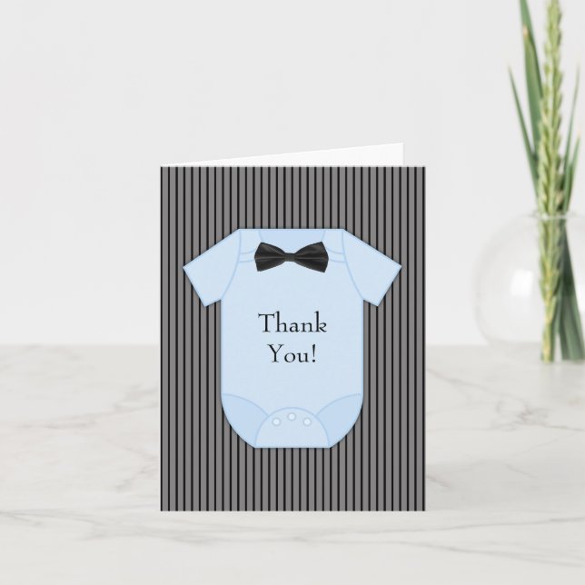 Black Blue Pinstripe Baby Boy Merci Cartes (Devant)