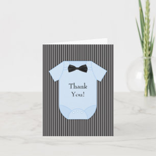 Black Blue Pinstripe Baby Boy Thank You Cards