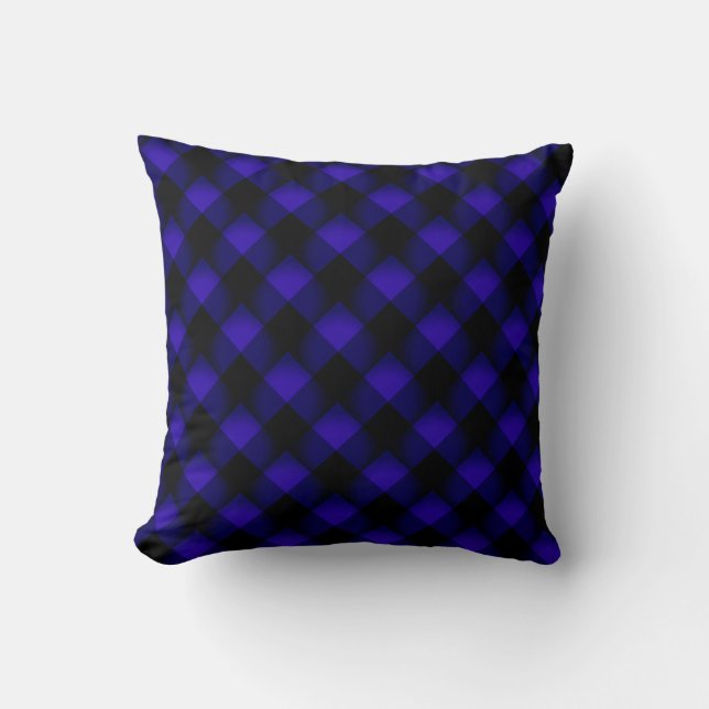 Black & Blue Plaid Checked - Throw Pillow (Front)