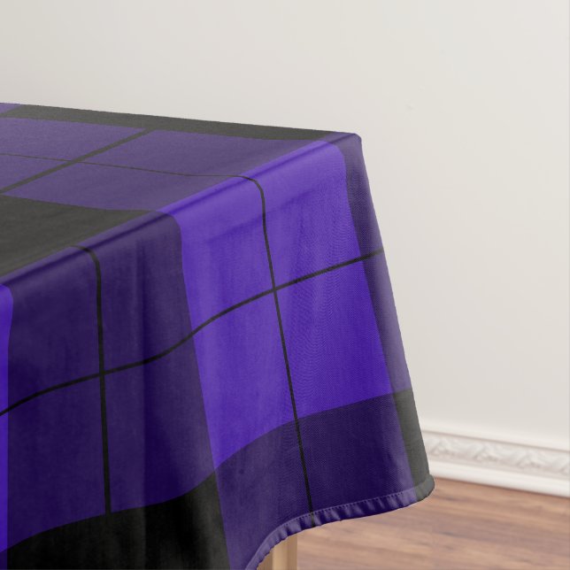 Black & Blue Plaid Chequered Tablecloth (In Situ)