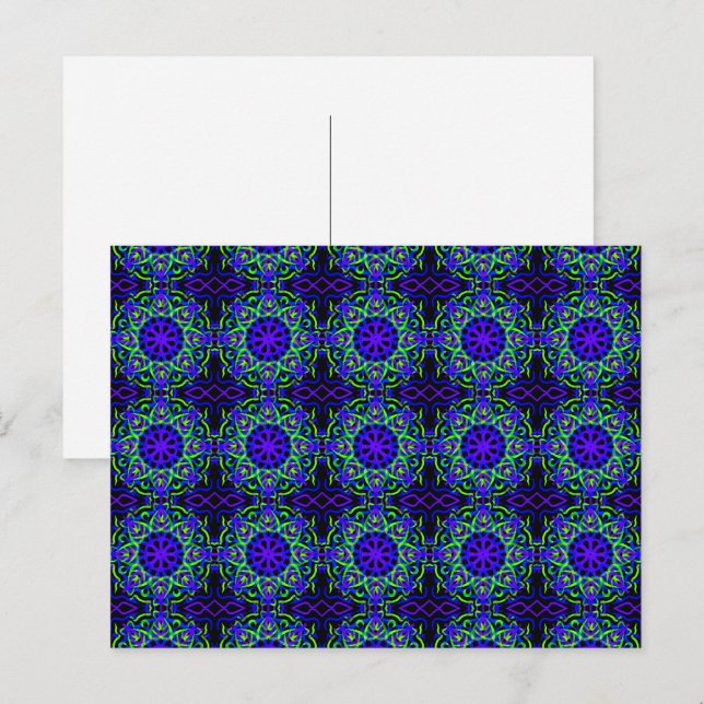 Black Blue Purple Lime Green Mechanical Drawing Postcard (Front/Back)