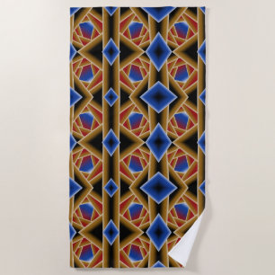 Black Blue Red Gold Ombre Abyss Abstract Art Beach Towel