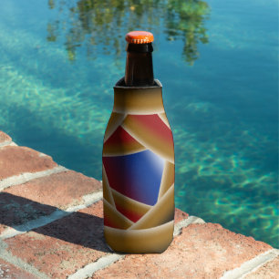 Black Blue Red Gold Ombre Abyss Abstract Art Bottle Cooler