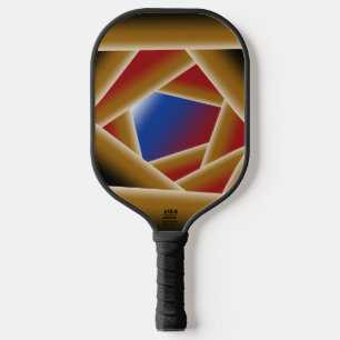 Black Blue Red Gold Ombre Abyss Abstract Art  Pickleball Paddle
