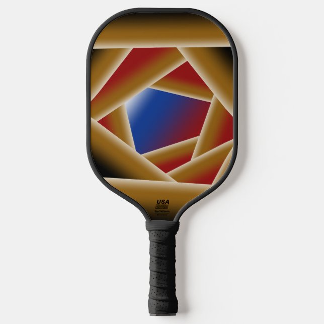 Black Blue Red Gold Ombre Abyss Abstract Art  Pickleball Paddle (Front)