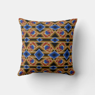 Black Blue Red Gold Ombre Abyss Abstract Art Throw Pillow