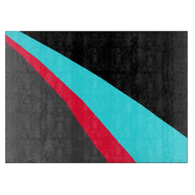 Black Blue Red Grey Pattern Cutting Board (Front)