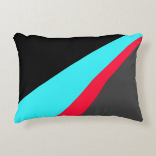 Black Blue Red Grey Pattern Decorative Pillow