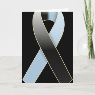 Black & Blue Ribbon Awareness Blank Greeting Card