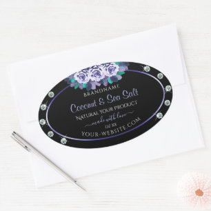 Black Blue Roses Product Packaging Labels Diamonds