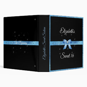 Black Blue Satin Ribbon Sparkle Stars Binder