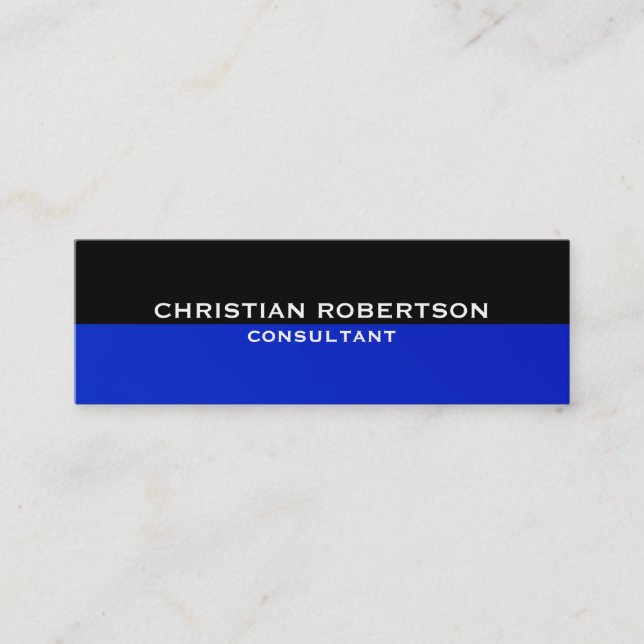 Black Blue Skinny Modern Consultant Carte de visit (Devant)