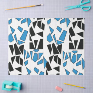 Black Blue Stained Glass Pattern Tissue Paper