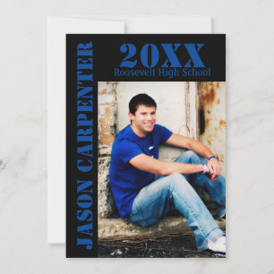 Black/Blue Stencil Letters - Grad Announcement