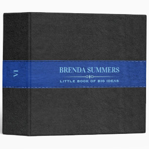 Black & Blue Stitched Leather Black Binder