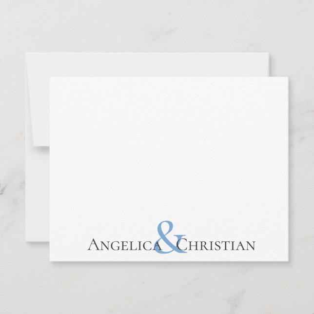 Black Blue Stripes Couples Personalized Stationery Card (Front)
