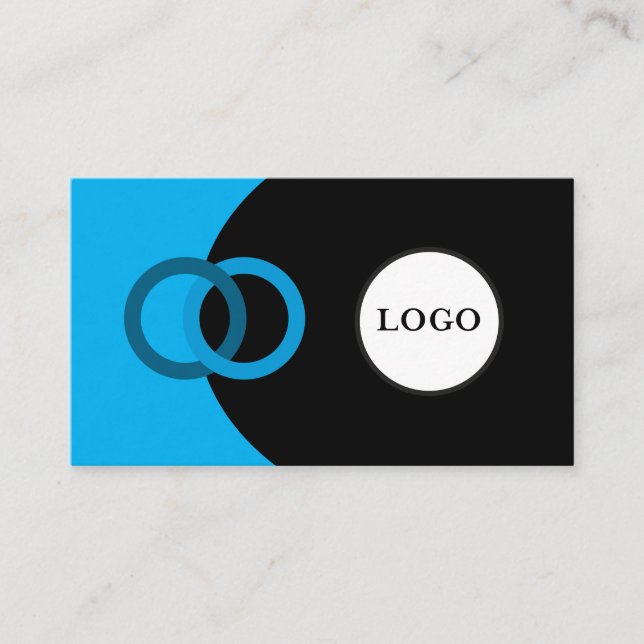 Black Blue Stylish Business Card (Front)