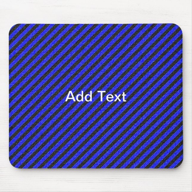 Black Blue Thin Diagonal Stripes Mouse Pad (Front)