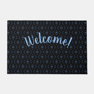 Black & Blue Tribal Boho Personalized Doormat