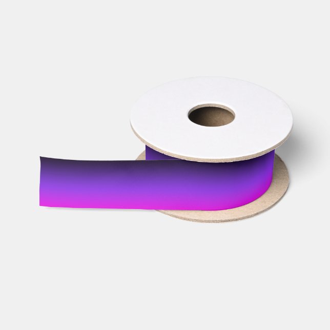 Black Blue Violet and Hot Pink Ombre Satin Ribbon (Spool)