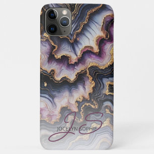 Black Blue Violet Purple Gold Marble Art Pattern iPhone 11 Pro Max Case